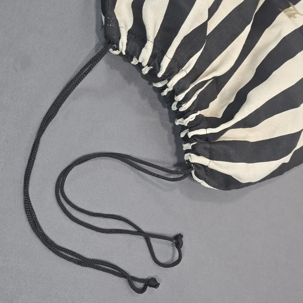LAMB Gwen Stefani Black White Stripe Drawstring Dust Bag Canvas 18x20